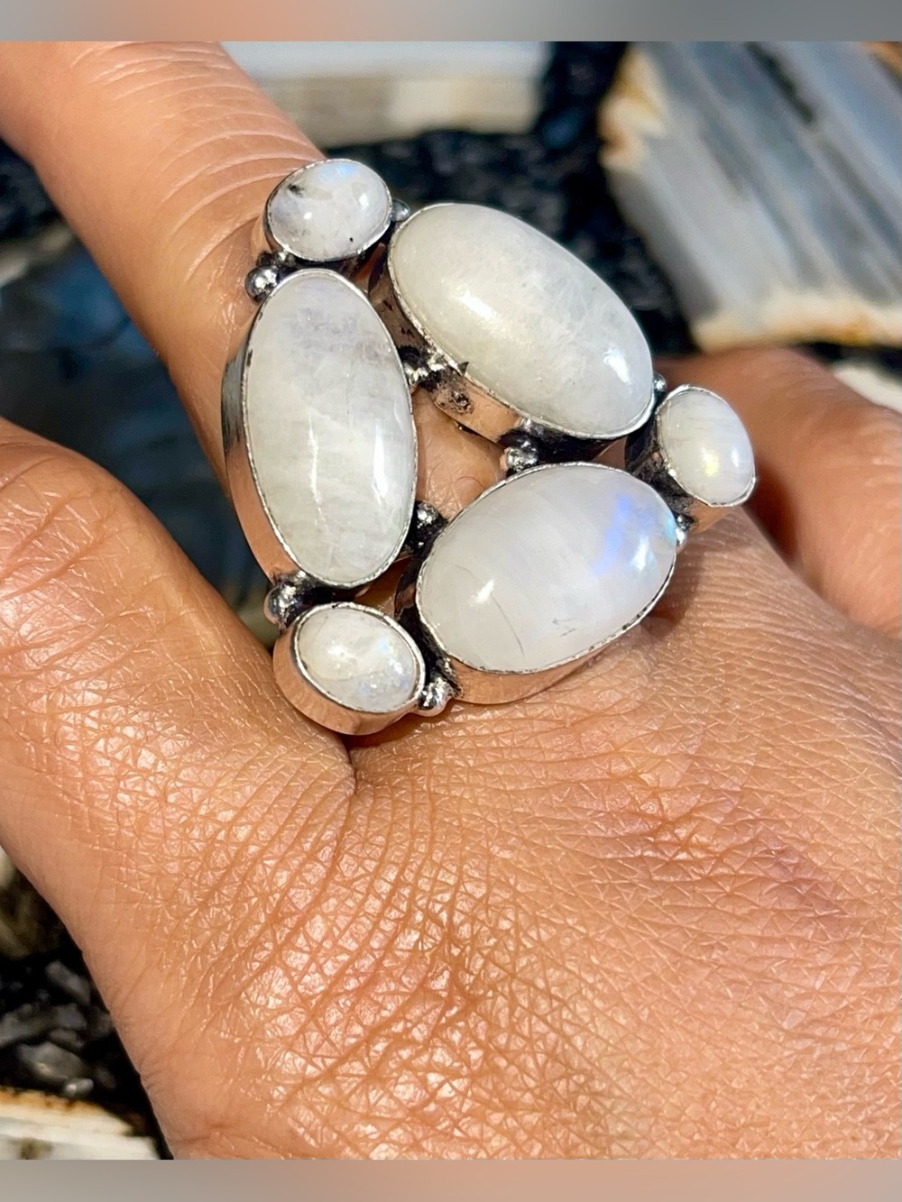 Rainbow Moonstone Ring Size 9